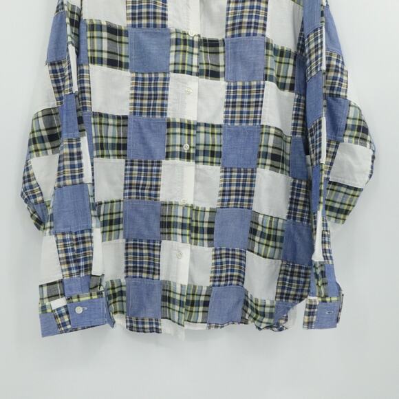 Marsh Landing II Shirt Womens 2X Blue Patchwork Boho Western Cottagecore - Picture 11 of 13